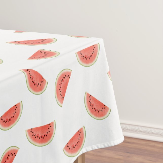 Tropical Watermelon Slices on White Tablecloth (In Situ)