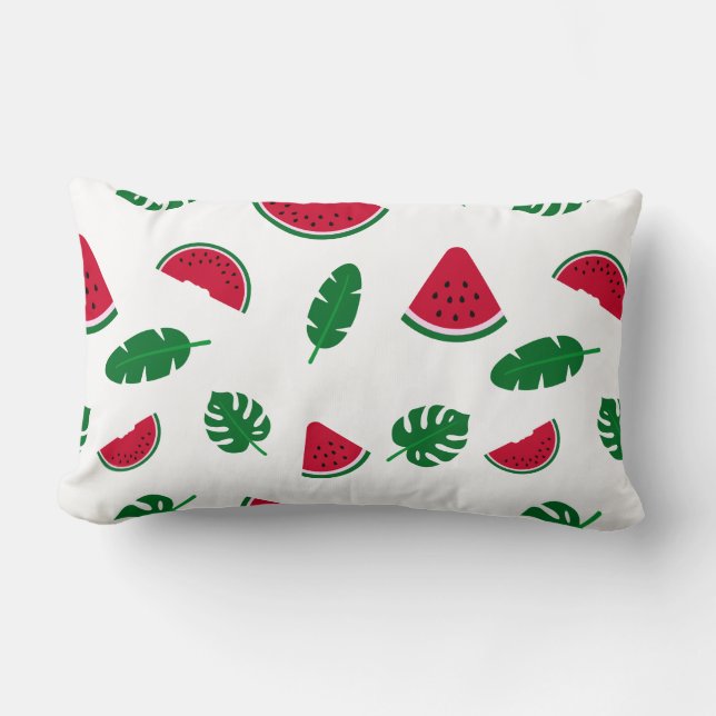 Tropical Watermelon Summer Seamless Pattern Lumbar Pillow (Front)