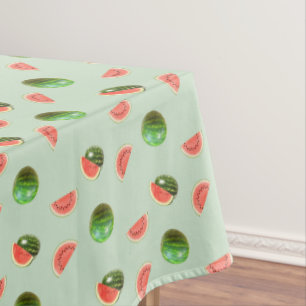 Tropical Watermelons on Light Laurel Green Tablecloth