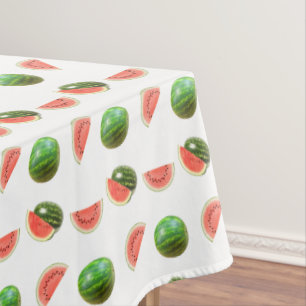 Tropical Watermelons on White Tablecloth