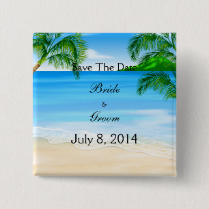 Tropical Waters Beach Wedding Save The Date 2 Inch Square Button