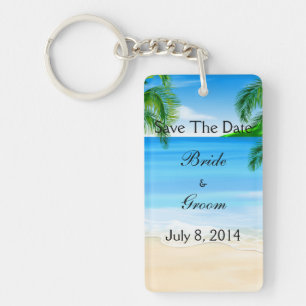 Tropical Waters Beach Wedding Save The Date Keychain