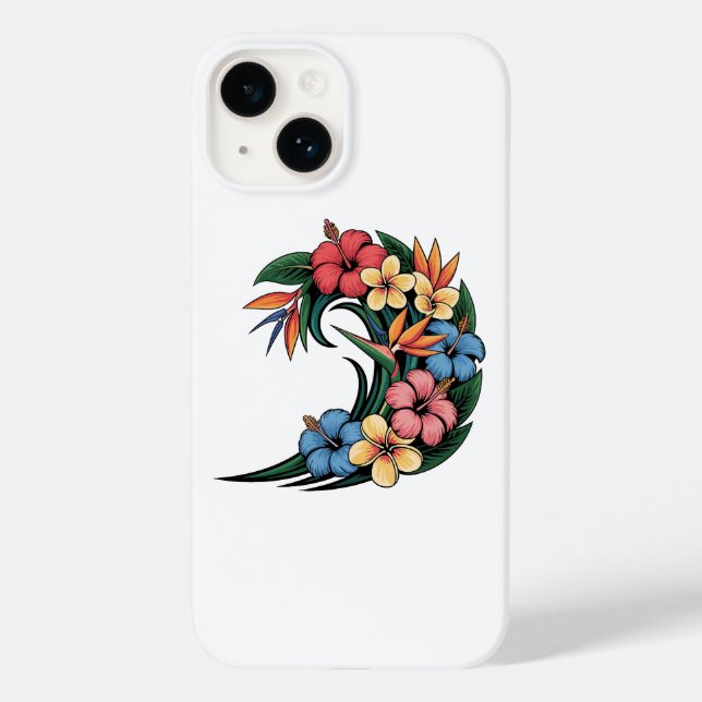 Tropical Wave of Flowers Illustration Case-Mate iPhone Case (Back)