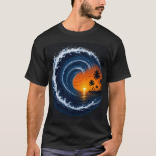 Tropical Wave Sunset Surf Logo Shirt Ocean Vorte