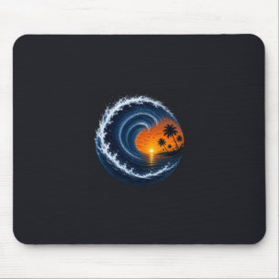 Tropical Wave Sunset Surf Logo Shirt Ocean Vorte Mouse Pad