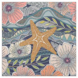 tropical waves navy fabric