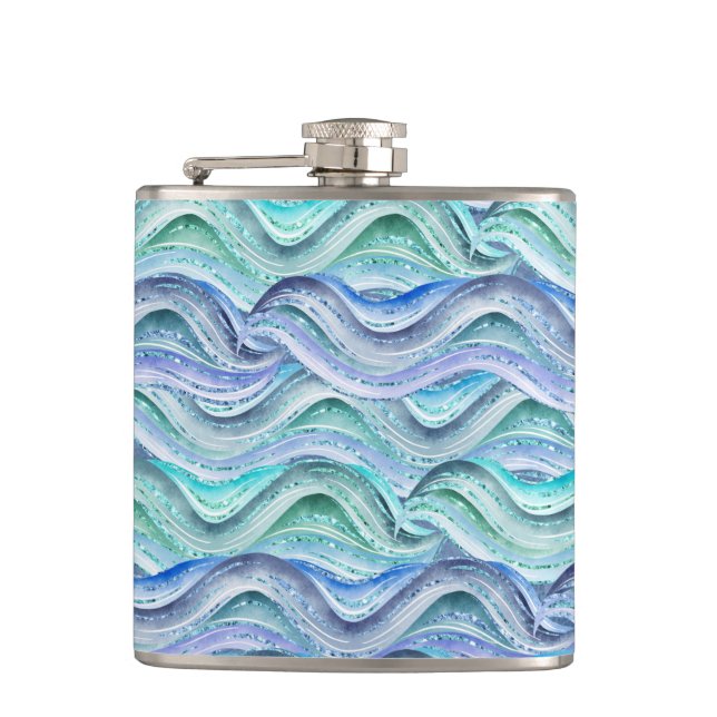 Tropical Waves Vinyl Wrapped Flask (Front)
