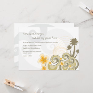 Tropical Waves Yellow Hibiscus Destination Wedding Invitation