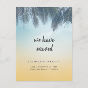 Tropical We Have Moved Palm Leaves New Address Announcement Postcard