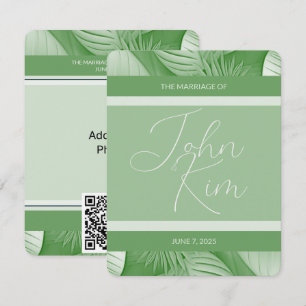Tropical Wedding Announcement Photo QR Code Card