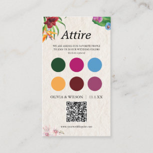 Tropical Wedding attire dress code palette + QR Enclosure Card