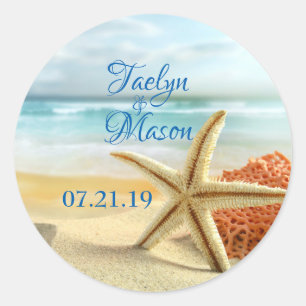 Tropical Wedding Beach Scene Sticker