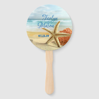 Tropical Wedding Beach Scene Wedding Hand Fans