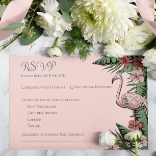 Tropical Wedding Blush Pink RSVP Card