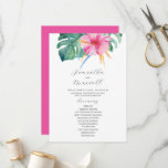 Tropical Wedding Ceremony Programs Pink Flowers<br><div class="desc">These tropical wedding ceremony programs feature a vibrant pink hibiscus flower with monstera palm leaves. Use the template fields to add your order of service. The 5x7 card reverses to a matching fuchsia pink colour. A botanical choice for garden and destination weddings. To see more unique designs like this visit...</div>