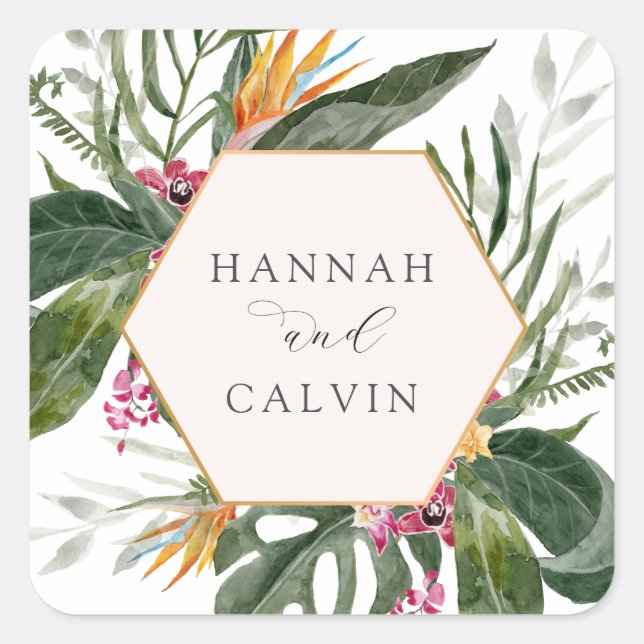 Tropical Wedding Classic Round Sticker (Front)
