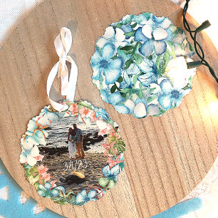 Tropical Wedding Commemorative Christmas Ornament Card