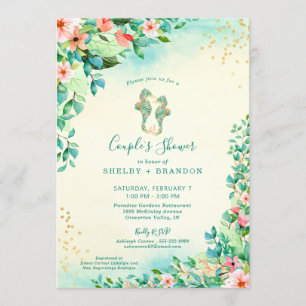 Tropical Wedding Couple Shower Floral Seahorses Invitation