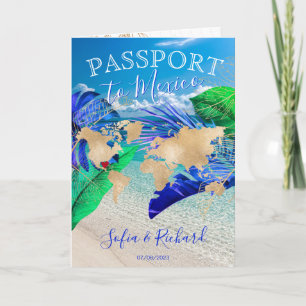 Tropical Wedding Destination Passport World Map In Invitation