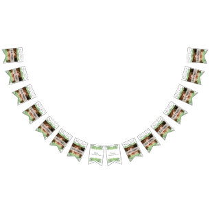 Tropical Wedding Green Palm Leaves White Photo Bunting Flags