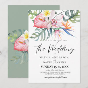 Tropical Wedding Hawaiian Theme Wedding Invitation