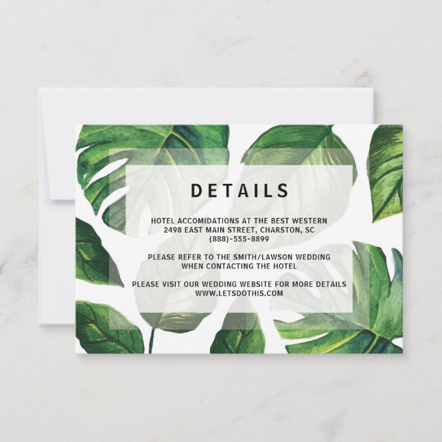 Tropical Wedding Invitation, Beach Wedding Card, Invitation (Front)