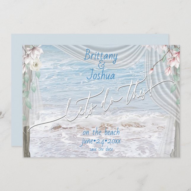 Tropical Wedding Lets Do This Beach Save the Date Invitation (Front/Back)