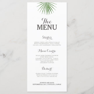 Tropical Wedding Menu Flat Minimalist Green Fern