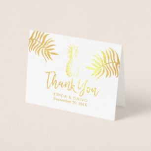 Tropical Wedding Modern Gold Pineapple Thank You Foil Card