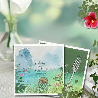 Tropical Wedding Napkin Charming Sea Turtle Decor