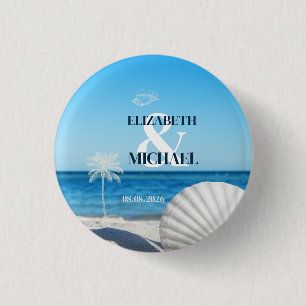 Tropical Wedding Ocean Beach 1 Inch Round Button