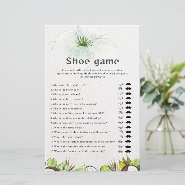 Tropical Wedding or Couples Shower Shoe Game (Standing Front)