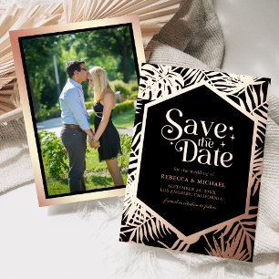 Tropical Wedding Photo Save the Date Rose Gold