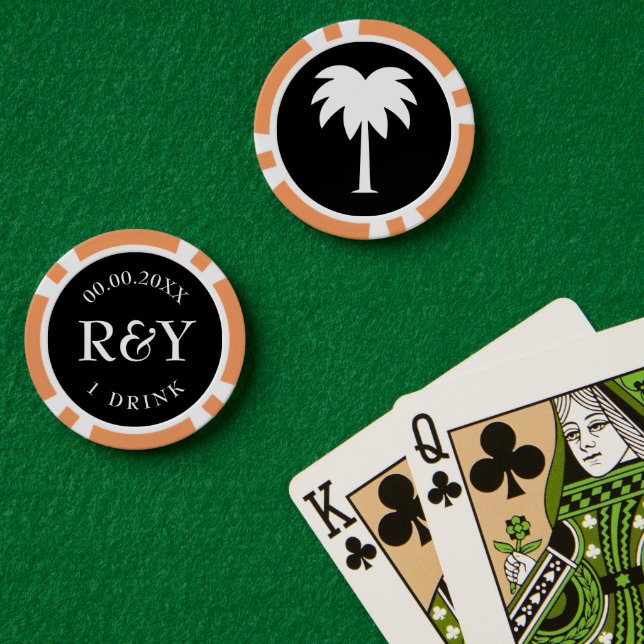 Tropical wedding poker chips for drinks and more (Poker Table (Double))