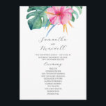 Tropical Wedding Programs Pink Flowers<br><div class="desc">These tropical wedding ceremony programs feature a vibrant pink hibiscus flower with monstera palm leaves. Use the template fields to add your order of service. The card reverses to a matching fuchsia pink colour. Order 5x7 printed cards or printable wedding programs. A botanical choice for garden and destination weddings. To...</div>