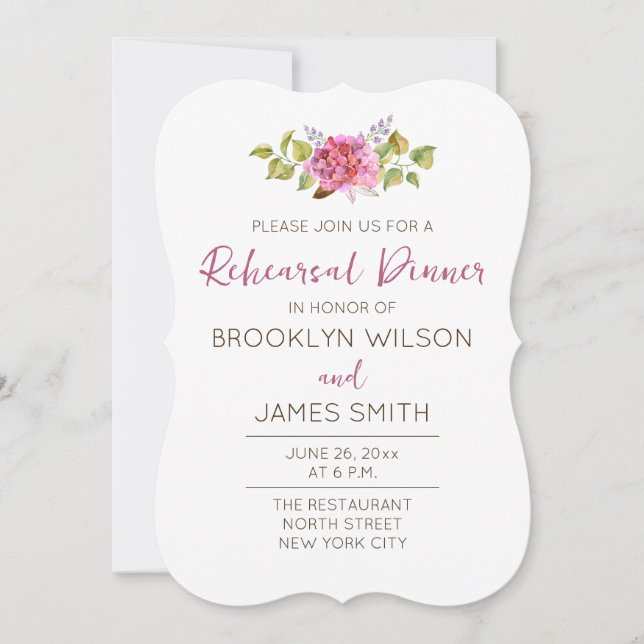 Tropical Wedding Rehearsal Invitations With Flower (Front)