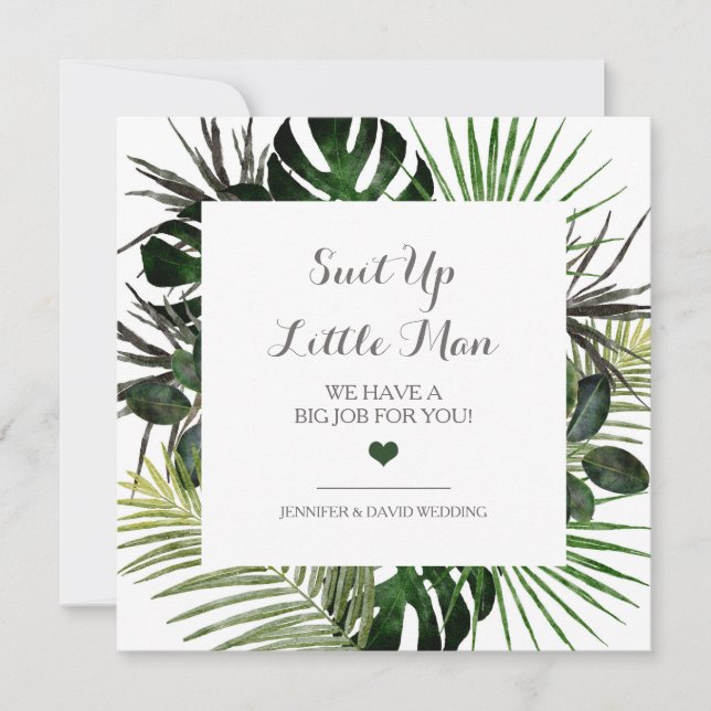 Tropical Wedding Ring Bearer Proposal Card (Front)