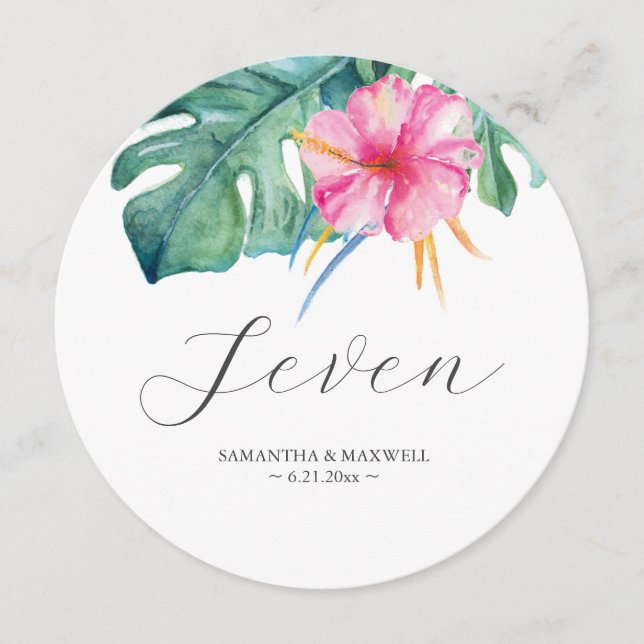 Tropical Wedding Round Table Number (Front)