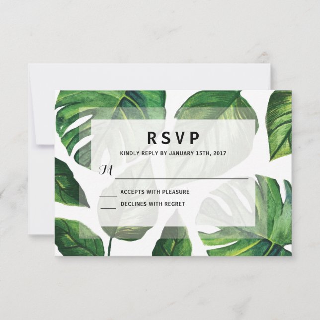 Tropical Wedding RSvp, Beach Wedding Card, RSVP Card (Front)