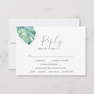 Tropical Wedding RSVP Cards Watercolor Greenery