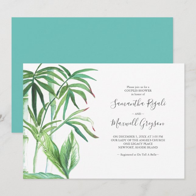 Tropical Wedding Shower Invitations for Couples (Front/Back)