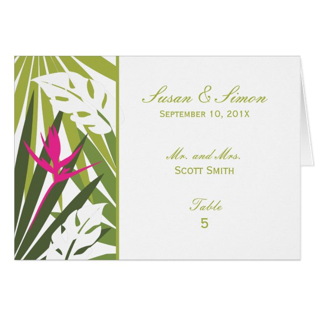 Tropical Wedding Tent/Table Card (Front Horizontal)