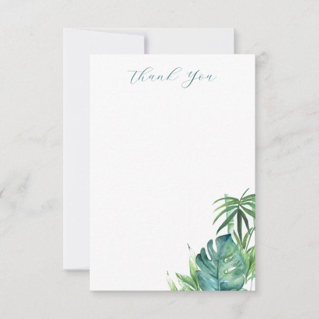 Tropical Wedding Thank You Cards Elegant Palms (Front)