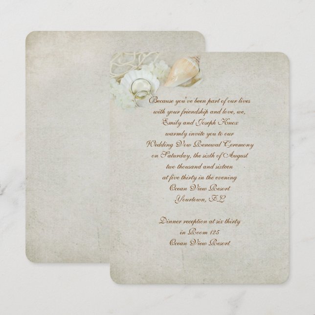 Tropical Wedding Vow Renewal Invitation (Front/Back)