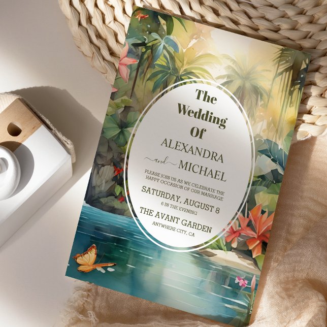 Tropical Wedding Watercolor Floral  Invitation (Creator Uploaded)