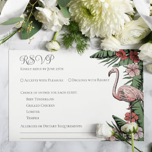 Tropical Wedding White RSVP Card