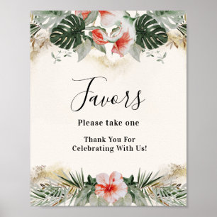 Tropical Weding   Palm Monstera Favours Poster