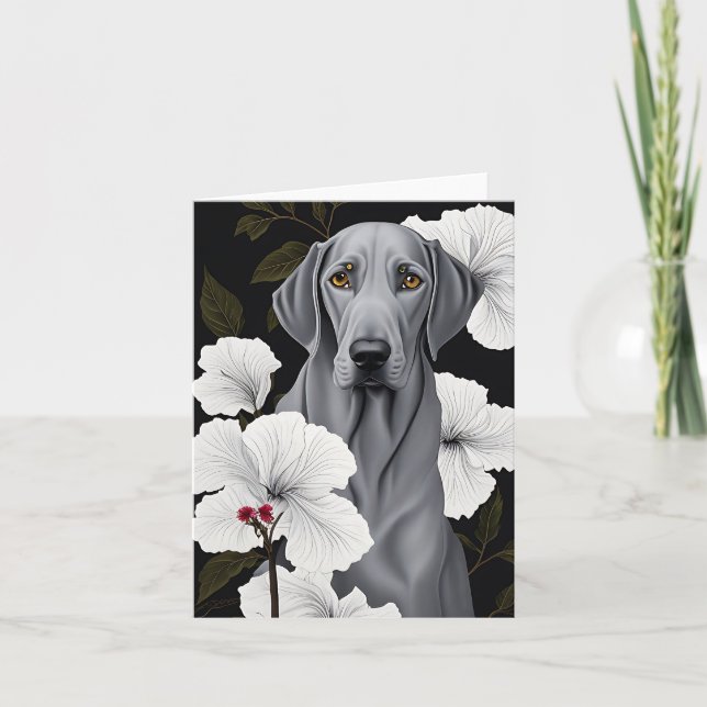 Tropical Weimaraner Folded Notecard  (Front)