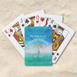 Tropical Welcome Ocean Blue Green Beach House Playing Cards