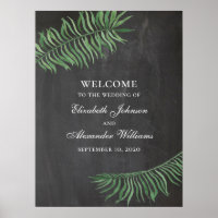 Tropical welcome sign. Chalkboard wedding exotic
